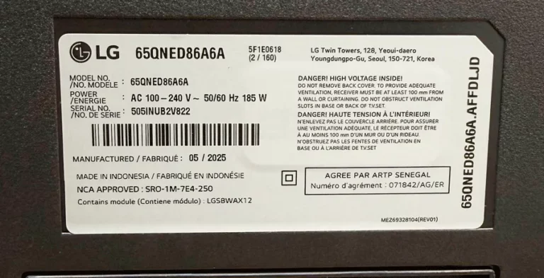 لیبل تلویزیون ال جی QNED86A
